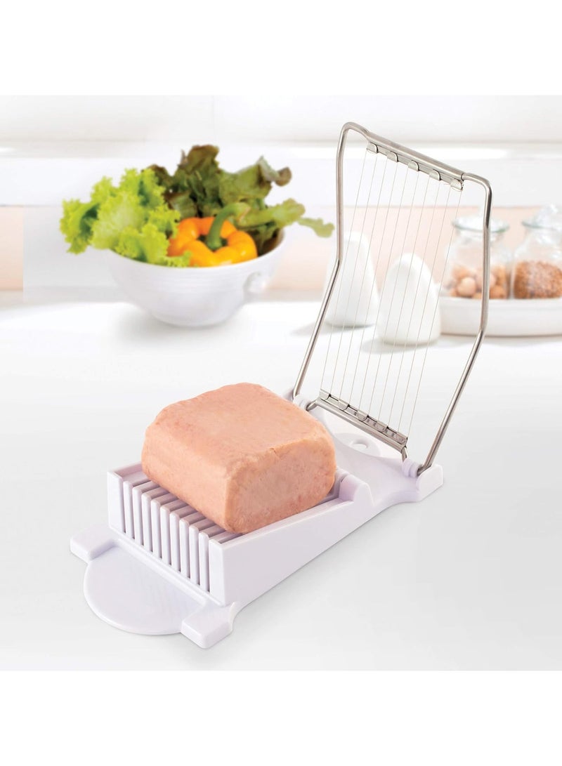 Mmmon Slicer, Luncheon Meat Slicer Boiled EggFruit Soft Cheese Butter Slicers Cutter,Stainless Steel Wires,Cuts 10 Slices (White) - Image 5