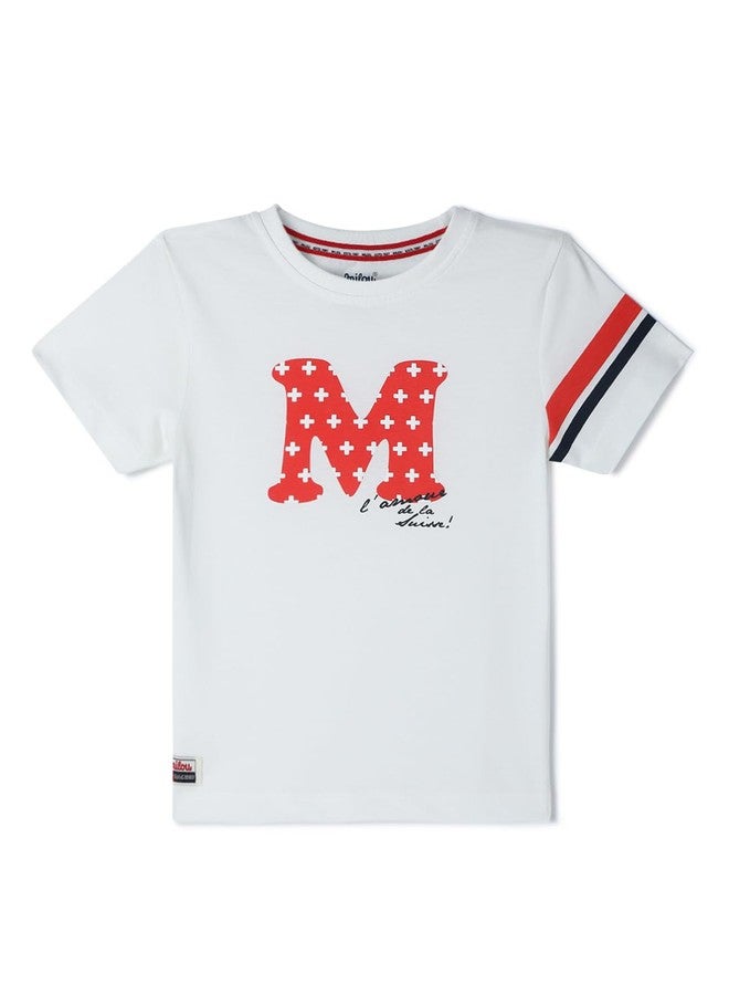 Milou Cotton Bio Washed Printed Short Sleeve T-Shirt - White - Image 1