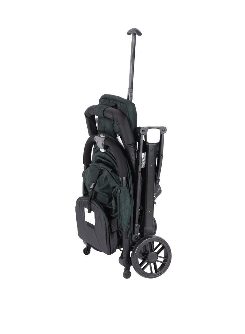 BABY PLUS Premium Comfort Baby Stroller - Lightweight, Foldable, Adjustable Seat, Retractable 3 Tier Canopy & Peek-A-Boo window, Ultimate Ease Baby Carriage for Infants & Toddlers, 0-4 Years (GREEN) - Image 3