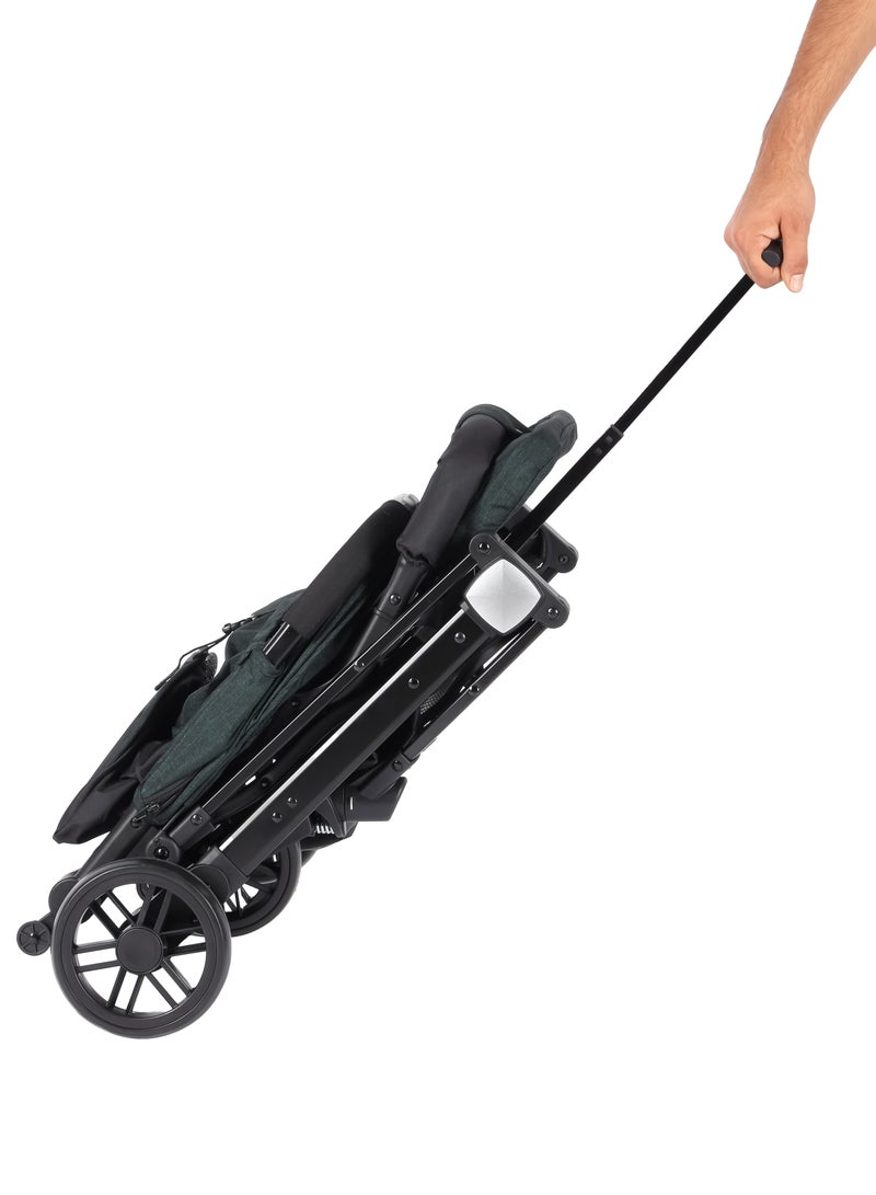 BABY PLUS Premium Comfort Baby Stroller - Lightweight, Foldable, Adjustable Seat, Retractable 3 Tier Canopy & Peek-A-Boo window, Ultimate Ease Baby Carriage for Infants & Toddlers, 0-4 Years (GREEN) - Image 4