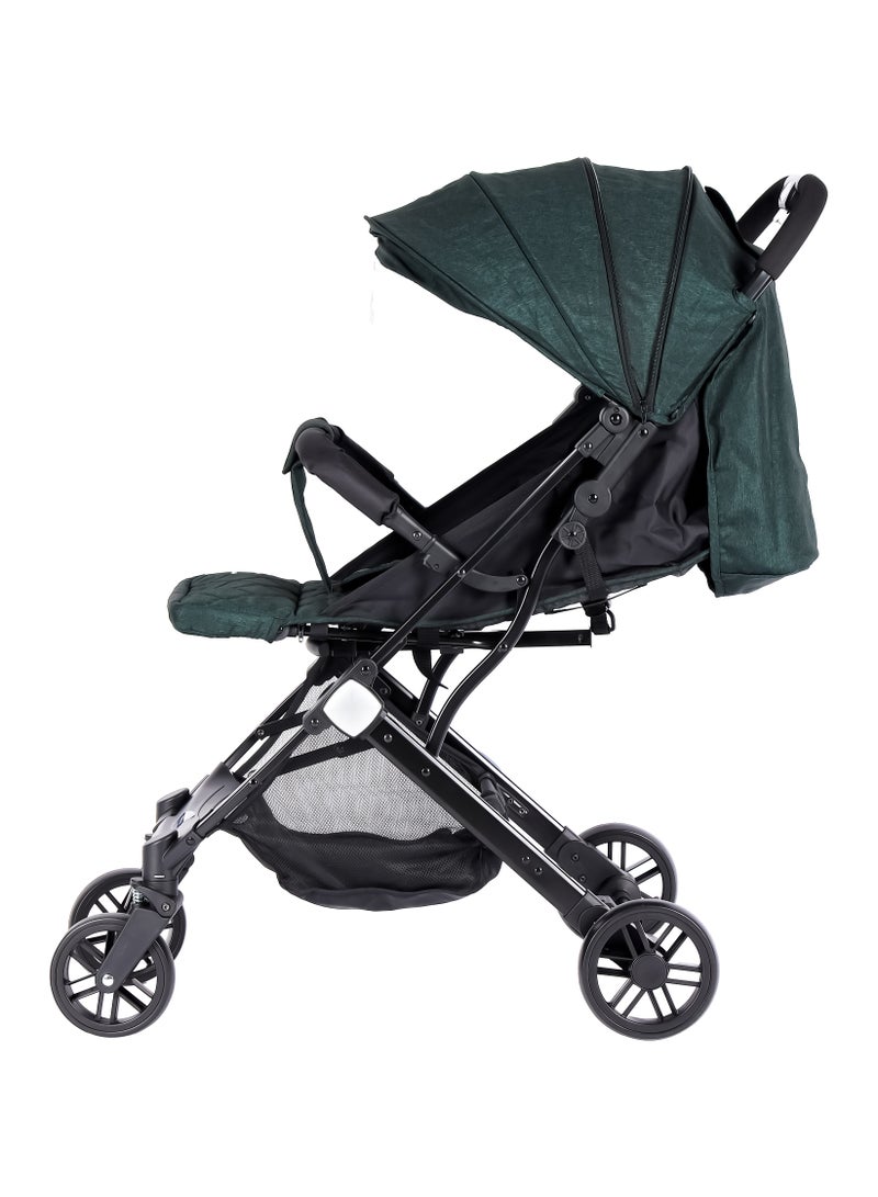 BABY PLUS Premium Comfort Baby Stroller - Lightweight, Foldable, Adjustable Seat, Retractable 3 Tier Canopy & Peek-A-Boo window, Ultimate Ease Baby Carriage for Infants & Toddlers, 0-4 Years (GREEN) - Image 1