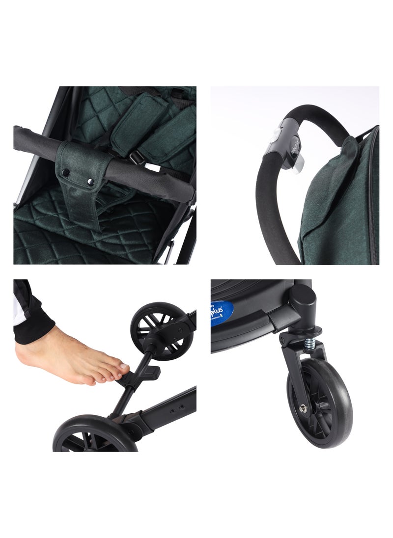 Premium Comfort Baby Stroller - Lightweight, Foldable, Adjustable Seat, Retractable 3 Tier Canopy & Peek-A-Boo window, Ultimate Ease Baby Carriage for Infants & Toddlers, 0-4 Years (GREEN) - pzsku/ZDA299E8EC4E36733BEA6Z/45/_/1738044098/4182fd95-a0d5-45ce-b1c3-89aa3bedbfdc