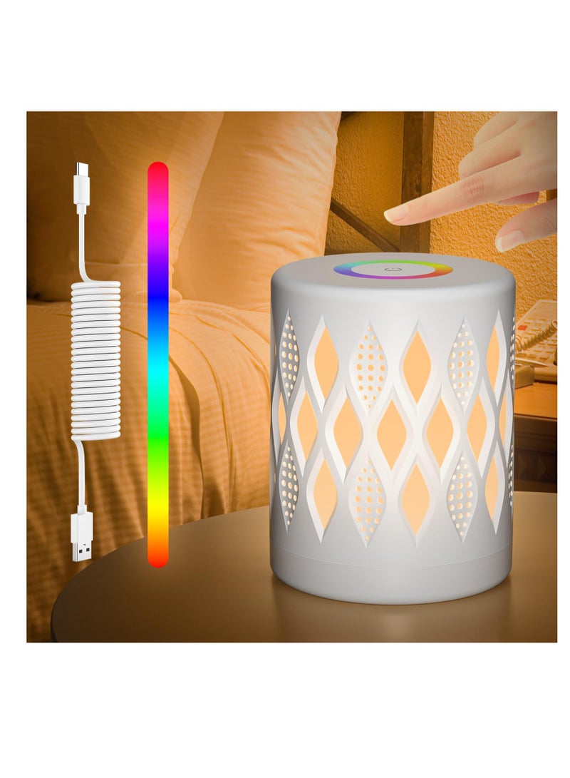 Excefore Night Light for Kids and Adult, Stepless Dimming Warm White & RGB Color Changing Light, 3 Modes Portable LED Touch Bedside Lamp, Rechargeable Night Lamp for Bedroom, White - Image 1