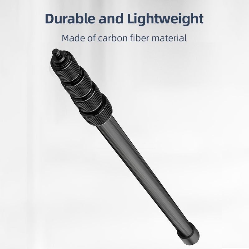 Handheld Microphone Boom Arm 5-Section Extendable Mic Arm Carbon Fiber Boom Pole for Microphones 1/4 Inch Screw & Thread with Foam   Grip Twist Locks Max. Length 155cm/61in - Image 4