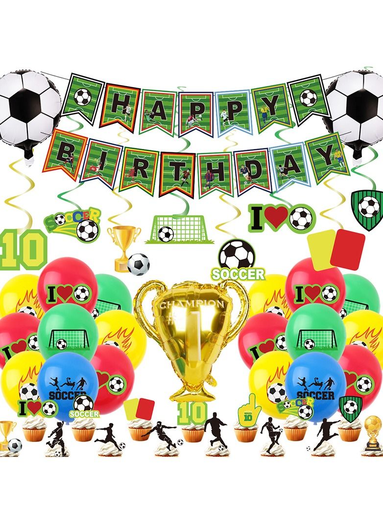 DecoLoral DECOR ME Football Soccer Birthday Party Decoration Set  Soccer Football Theme 45 Pcs - Image 1