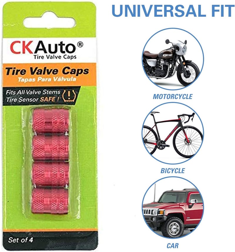 CKAuto American Flag Valve Stem Caps, Aluminum USA Tire Valve Caps, Universal Dust Proof Stem Covers for Cars, Trucks, Bikes, Motorcycles, Bicycles, Corrosion Resistant, 4 Pack(Red) - Image 5