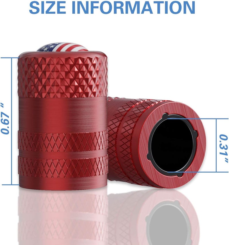 CKAuto American Flag Valve Stem Caps, Aluminum USA Tire Valve Caps, Universal Dust Proof Stem Covers for Cars, Trucks, Bikes, Motorcycles, Bicycles, Corrosion Resistant, 4 Pack(Red) - Image 4