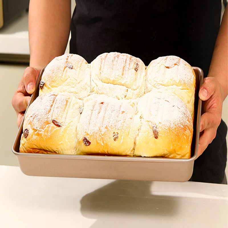Lainrrew 2 Pack 11 Inch Baking Sheet Pans, Deep Size Baking Pan Nonstick Cookie Sheet Brownie Cake Pan Bread Pan Toaster Oven Tray Bakeware, 11x9x2 Inches, Easy Clean & Food Safe (11 x 9 x 2") - Image 3