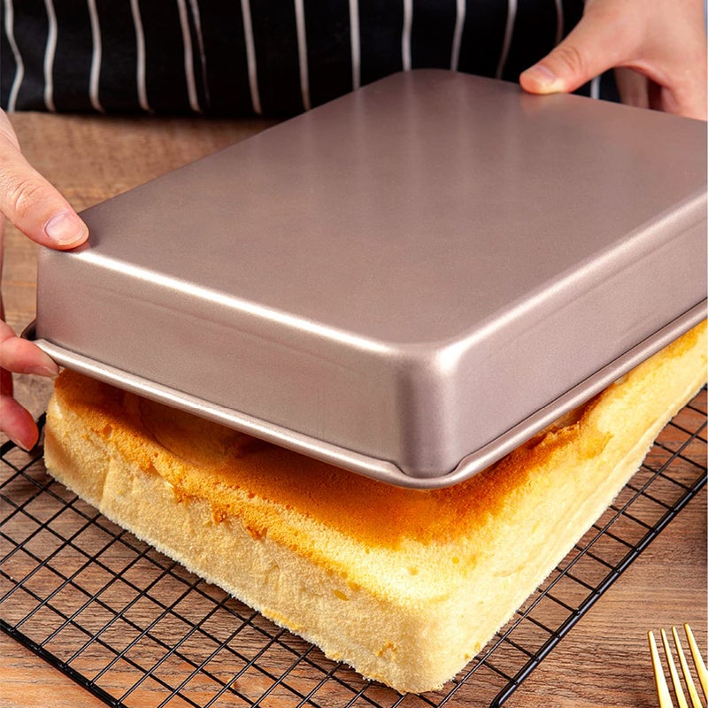 Lainrrew 2 Pack 11 Inch Baking Sheet Pans, Deep Size Baking Pan Nonstick Cookie Sheet Brownie Cake Pan Bread Pan Toaster Oven Tray Bakeware, 11x9x2 Inches, Easy Clean & Food Safe (11 x 9 x 2") - Image 5