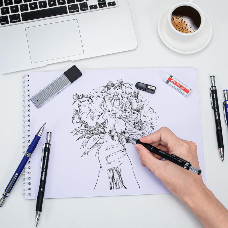 MyLifeUNIT 22 Pcs 2.0 mm Mechanical Pencils Set, 8 Pcs Lead Pencils with 10 Case Lead Refills 2B, HB Black & Colors, 2 Pcs Erasers and 2 Pcs Sharpeners for Drawing, Sketching and Drafting - Image 3