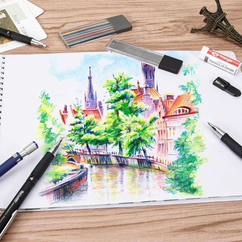 MyLifeUNIT 22 Pcs 2.0 mm Mechanical Pencils Set, 8 Pcs Lead Pencils with 10 Case Lead Refills 2B, HB Black & Colors, 2 Pcs Erasers and 2 Pcs Sharpeners for Drawing, Sketching and Drafting - Image 2