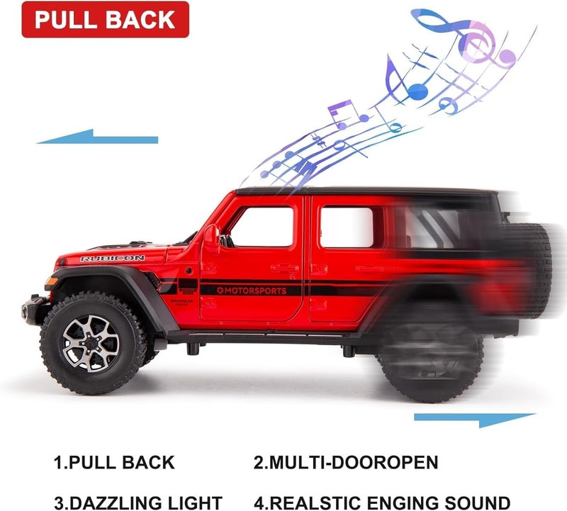 BDTCTK Global standard processed material Off-Road 7 Door for Wrangler Diecast Toy Car Model, 1/22 Scale Metal Alloy Vehicle for Kids Boys Girls Adults, Doors Open, Light and Sound, Gifts Red Global assemble options - Image 3