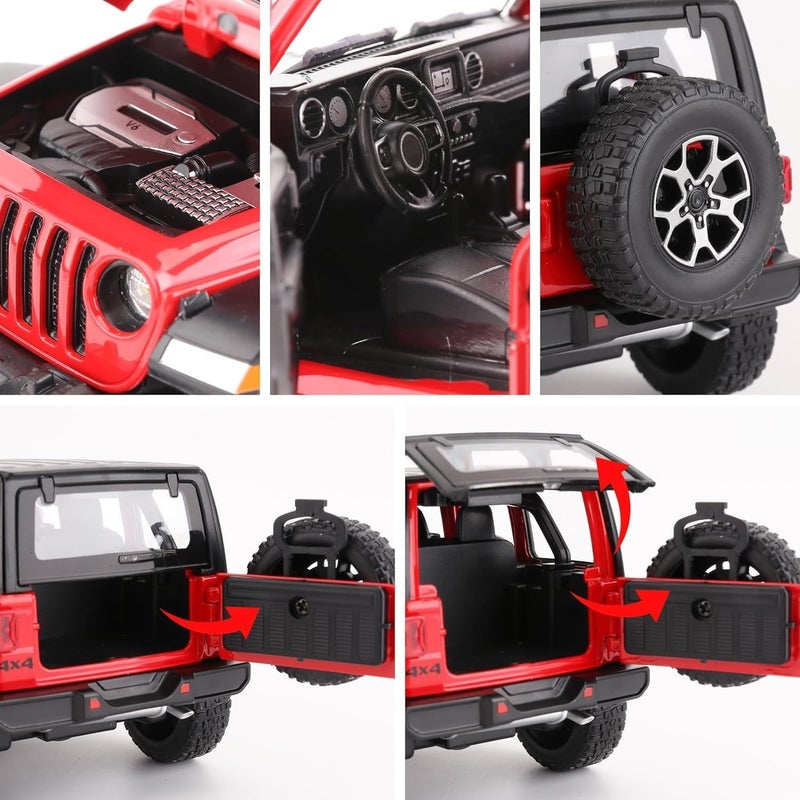 BDTCTK Global standard processed material Off-Road 7 Door for Wrangler Diecast Toy Car Model, 1/22 Scale Metal Alloy Vehicle for Kids Boys Girls Adults, Doors Open, Light and Sound, Gifts Red Global assemble options - Image 4