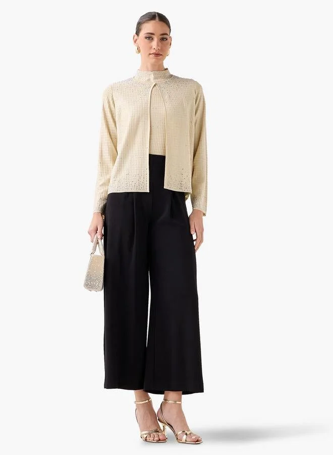 ايكونيك Iconic Embellished Round Neck Shrug