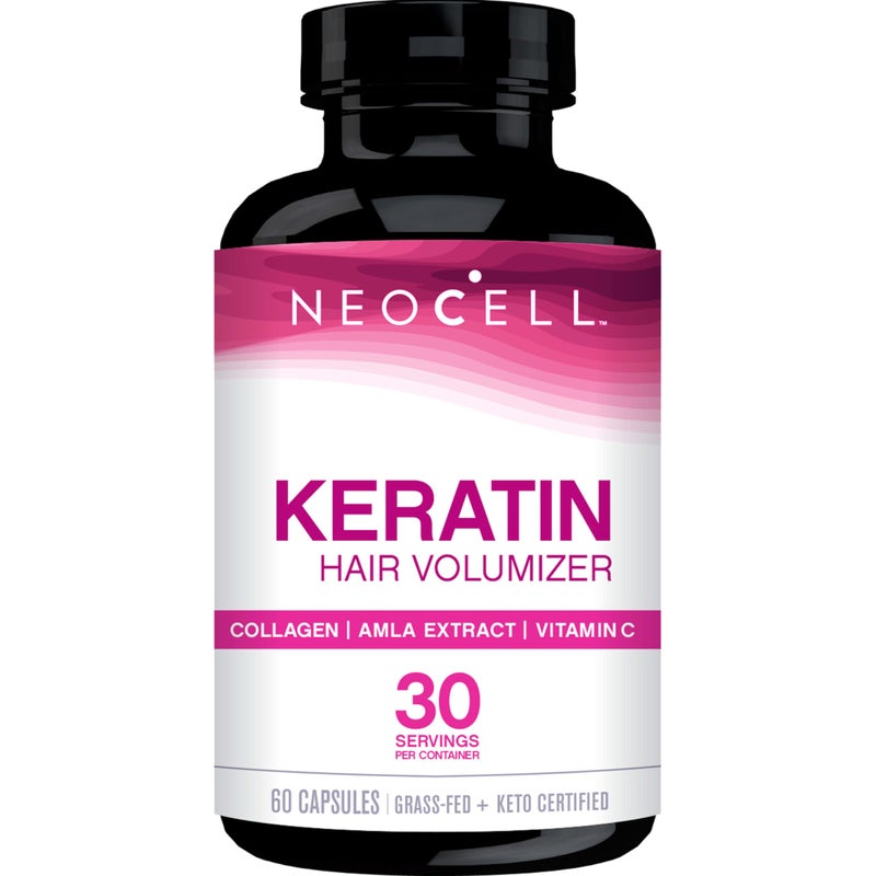 NeoCell Keratin Hair Volumizer With Collagen Amla Extract and Vitamin C Hair and Skin Supplement Capsule 60 Count 1 Bottle