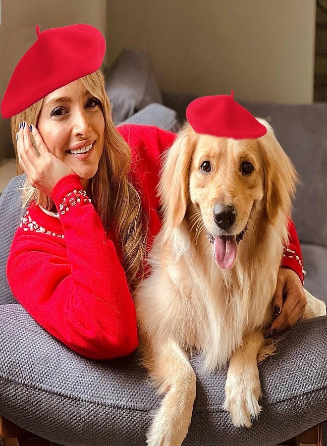 ZARSIO Dog Hat, Pet Beret Dog Mom Family Matching French Beret (Red) - Image 3