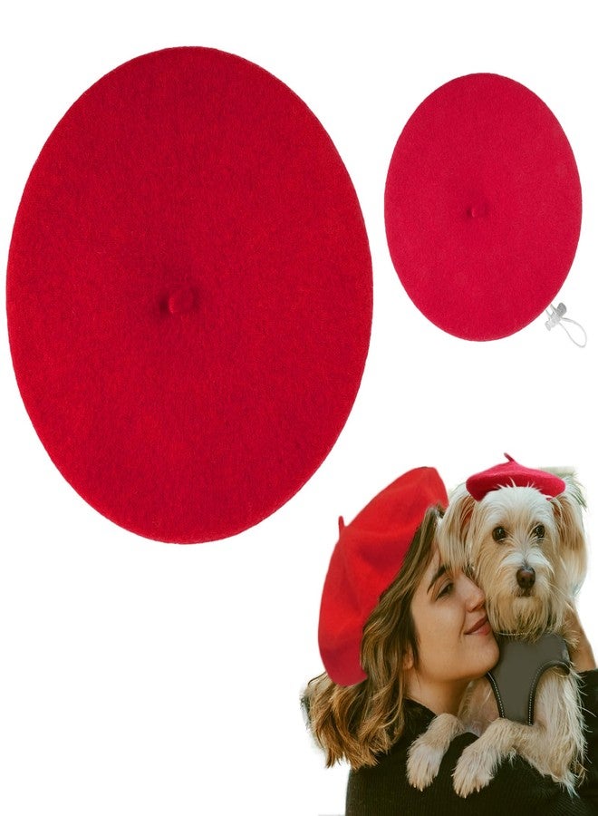 ZARSIO Dog Hat, Pet Beret Dog Mom Family Matching French Beret (Red) - Image 1