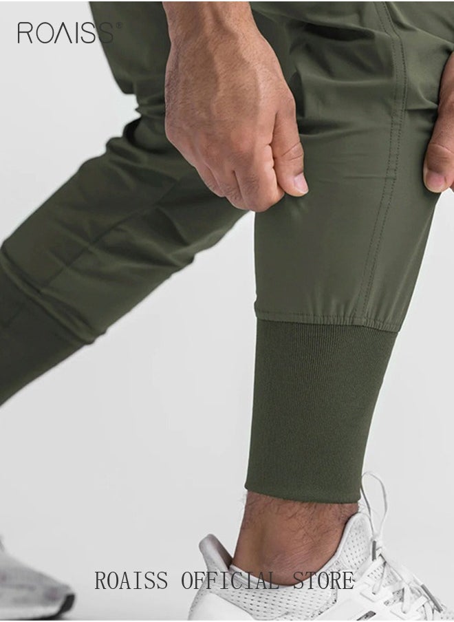 roaiss Mens Workout Sweatpants Cargo Jogger Pants Athletic Track Pants with Zipper Pockets Quick-drying Leggings Thin Sports Pants  - Image 5