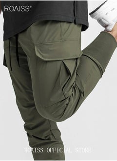 roaiss Mens Workout Sweatpants Cargo Jogger Pants Athletic Track Pants with Zipper Pockets  - Image 4