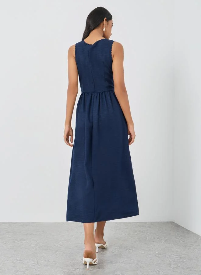 Take Two Take Two Solid Sleeveless Buttoned Midi Dress