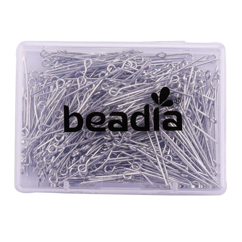BEADIA Open Eye Pins Platinum Head Pins for DIY Jewelry Making 30mm 300pcs - Image 4