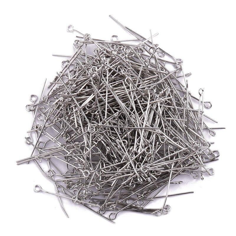 BEADIA Open Eye Pins Platinum Head Pins for DIY Jewelry Making 30mm 300pcs - Image 3