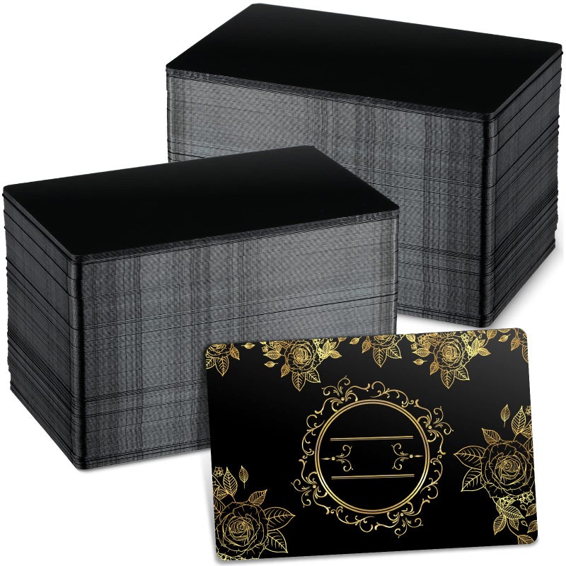 Marspark 300 Pieces Metal Engraving Blanks Multipurpose Aluminum Sheet Aluminum Business Card Blanks for Cnc Engraver Laser Engraving DIY Cards, Thickness 0.21 Mm/ 0.01 Inch (black) - Image 1