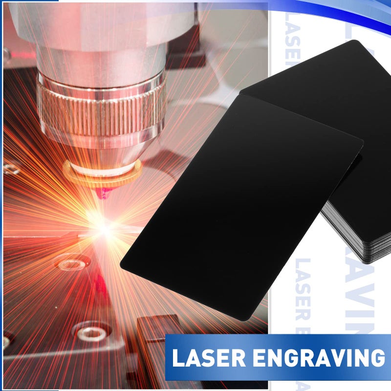 Marspark 300 Pieces Metal Engraving Blanks Multipurpose Aluminum Sheet Aluminum Business Card Blanks for Cnc Engraver Laser Engraving DIY Cards, Thickness 0.21 Mm/ 0.01 Inch (black) - Image 4