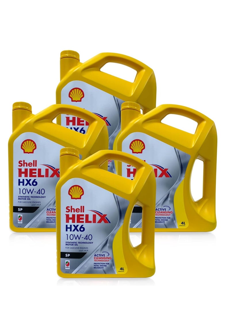 Helix HX6 10W40 Synthetic Technology Engine Oil 4Ltr - Pack of 4