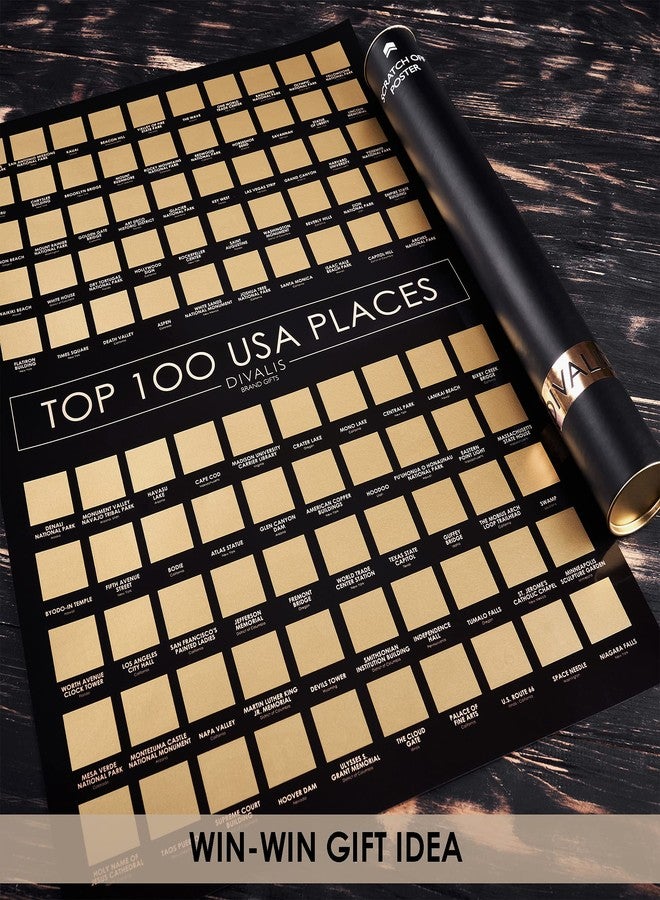 Divalis Top 100 US Places Scratch Off Poster – Large Scratchable Poster of the Best Travel Destinations of the United States - Chart to Mark US Places Visited - Image 5