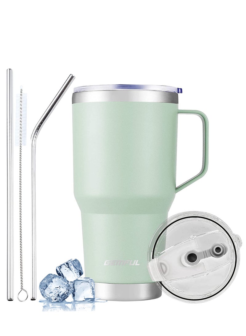 GEMFUL Vacuum Insulated 30oz Tumbler with Straw – Double-Walled Metal Coffee Mug for Iced Tea, Water & Coffee – Durable Travel Cup - Image 1