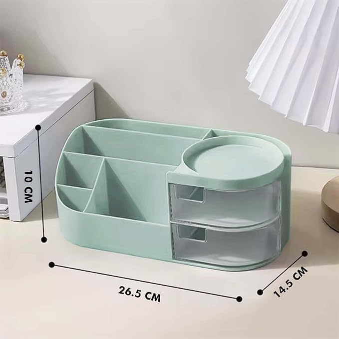 PRISO Skin Care Organizer Makeup Box Countertop Organizer For Cosmetics, Vanity Brush With Holder For Lipstick, Brushes Storage Box With Clear Drawers. - Image 3