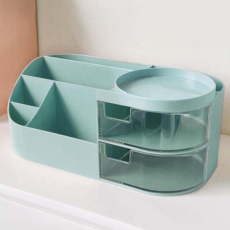 PRISO Skin Care Organizer Makeup Box Countertop Organizer For Cosmetics, Vanity Brush With Holder For Lipstick, Brushes Storage Box With Clear Drawers. - Image 2