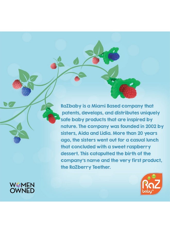 Razbaby - RaZbaby RaZberry Plus Baby Teether - Easy-to-Hold Toy for Front & Back Teething Relief, BerryBumps Texture for Sensory Development, Soothes Sore Gums, BPA-Free, Great Gift for Babies 3M+ - Blue - Image 1