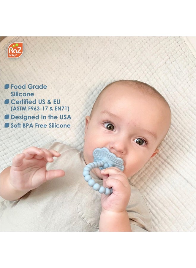 Razbaby - RaZbaby RaZberry Plus Baby Teether - Easy-to-Hold Toy for Front & Back Teething Relief, BerryBumps Texture for Sensory Development, Soothes Sore Gums, BPA-Free, Great Gift for Babies 3M+ - Blue - Image 1