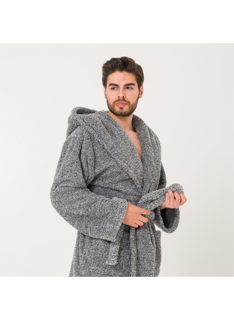 Miespiga Men's Long Welsoft Hooded Dressing Gown  - Image 2