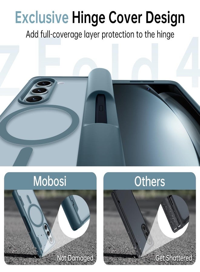 موبوسي جراب MOBOSI لهاتف سامسونج جالاكسي زد فولد 4، متوافق مع MagSafe، مزود بحماية مدمجة للمفصلات وواقي للشاشة، جراب مغناطيسي متين ونحيف يغطي كامل هيكل الهاتف، مزود بحامل قلم S Pen، لون أخضر - Image 5