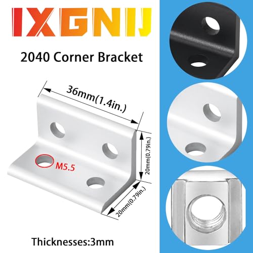 IXGNIJ 10Set 2040 Corner Bracket Connector for 2040 Aluminum Extrusion Accessories Silver3625 10Set - Image 3
