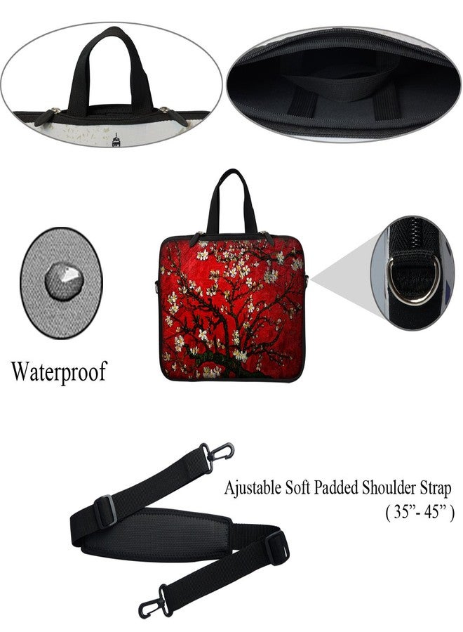 Meffort Inc 12 Inch Neoprene Laptop Sleeve Bag - Water Resistant, Hidden Handle, Adjustable Shoulder Strap, Dual Zipper, Fits Up to 11.6” - 12" Laptops - Cherry Blossom - Image 2