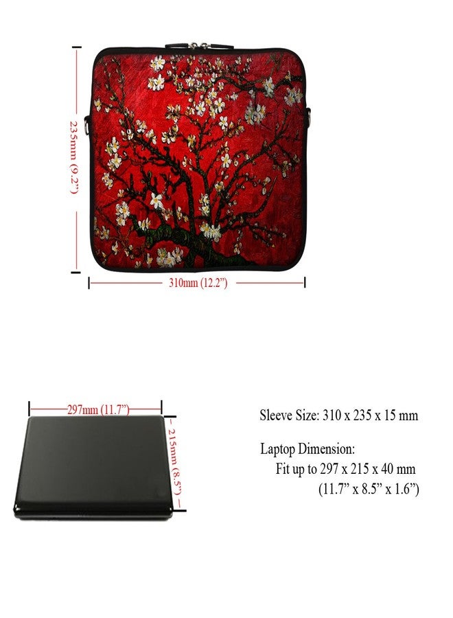 Meffort Inc 12 Inch Neoprene Laptop Sleeve Bag - Water Resistant, Hidden Handle, Adjustable Shoulder Strap, Dual Zipper, Fits Up to 11.6” - 12" Laptops - Cherry Blossom - Image 3