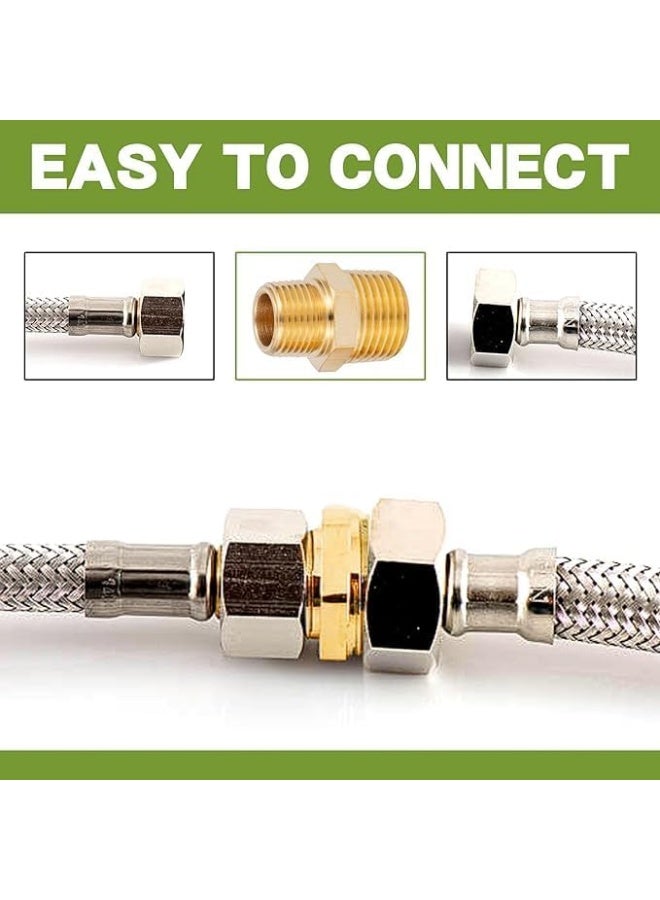 Biella 2Pcs Bsp Male To Male Solid Brass Hex Type Straight Thread Reducer Pipe Nipple With Teflon Tape, Heavy Brass Pipe Adapter Fittings Connectors Male Thread Hose (1Inch To 1/2 Inch) - Image 4