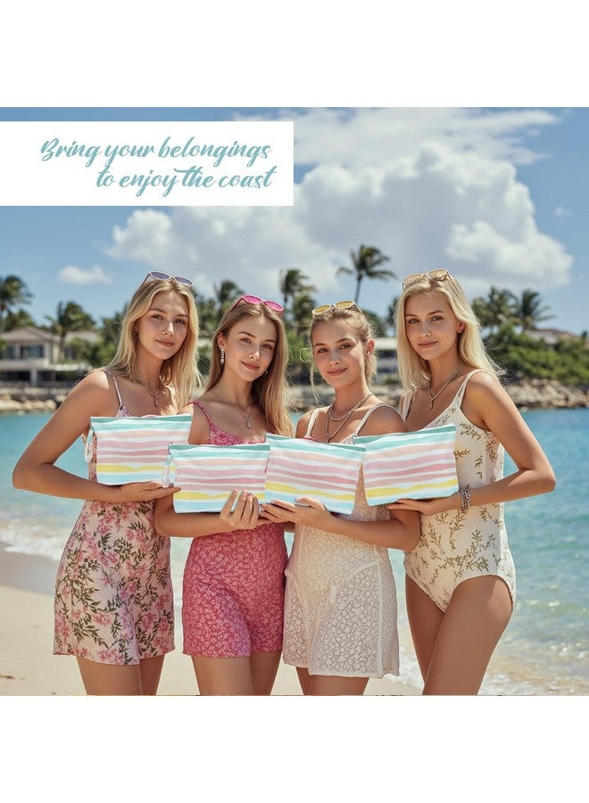 Fokongna فوكوانغنا 4 قطع حقائب شاطئية قوس قزح رطبة وجافة لملابس السباحة وحقائب مستلزمات الحمام الأساسية للسفر للنساء، سفر الشاطئ وصالة الألعاب الرياضية لملابس السباحة وحقائب الحفاضات المتسخة هدايا - Image 4