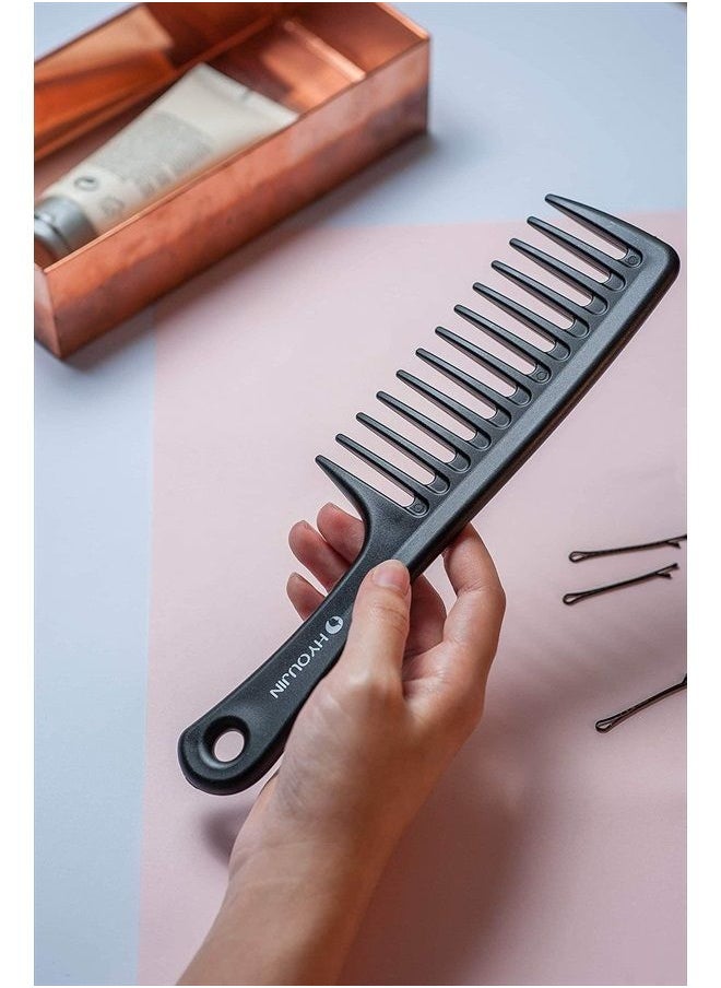 Hyoujin - Black Large Wide Tooth Comb Detangler Detangling Hair Brush,Paddle Hair Comb,Care Handgrip Comb-Best Styling Comb for Curly,Wet,Long Hair - Image 1
