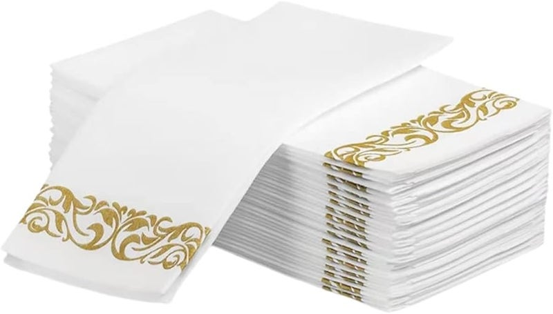 Gold Disposable Party Napkins 25Pcs Bulk Pack for Weddings Home Events Table Decor - Image 1