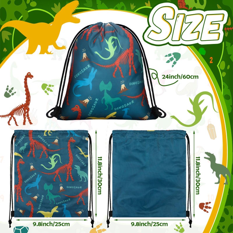 Weewooday 20 Pcs Dinosaur Party Favors Bags Dinosaur Drawstring Gift Bag Dinosaur Party Supplies Bags Backpack Treat Bag For Birthday Candy(Vivid Style) - Image 3