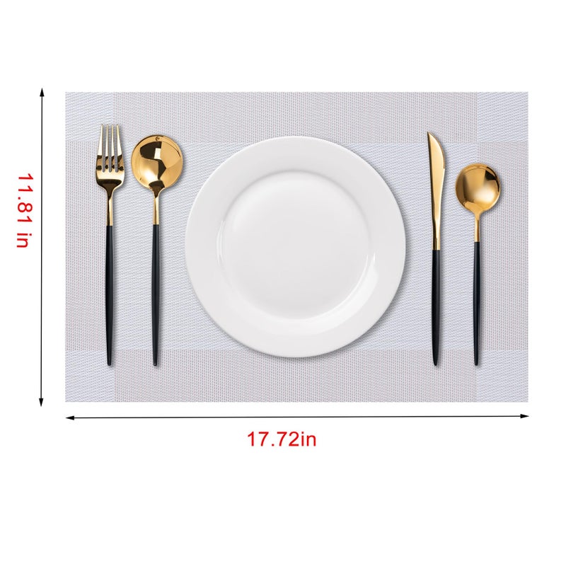 CADONO Placemats Set of 4 Washable Indoor/Outdoor Vinyl Place Mats for Dining Table Durable Non-Slip Heat Resistant PVC Weave Table Matsï¼ˆFour-Corner-Beigeï¼‰ - Image 2