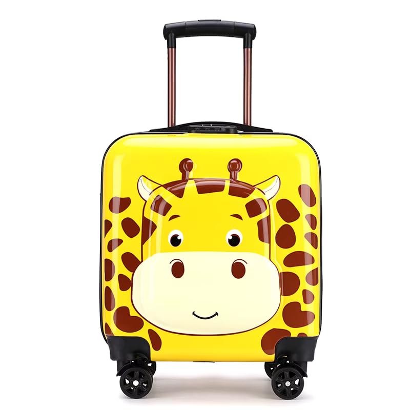 Shamax® Kids Luggage 15 Inch Travel Suitcase Luggage Kids Trolley Bag | Giraffe Lightweight ABS Hard Shell Luggage 360° Spinner Wheels & Adjustable Handle | Cartoon Cabin Suitcase for Boys & Girls - Image 1