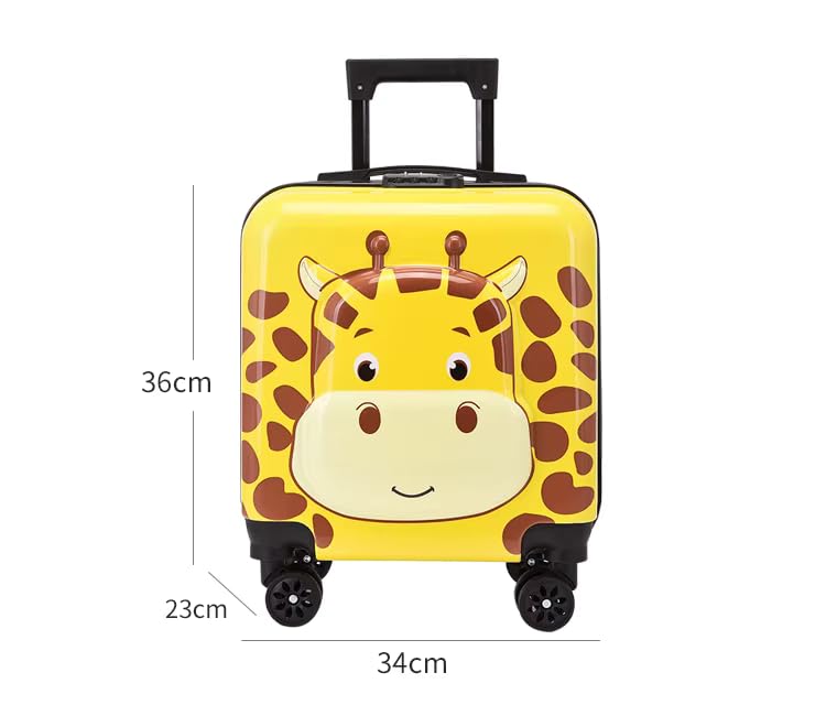 Shamax® Kids Luggage 15 Inch Travel Suitcase Luggage Kids Trolley Bag | Giraffe Lightweight ABS Hard Shell Luggage 360° Spinner Wheels & Adjustable Handle | Cartoon Cabin Suitcase for Boys & Girls - Image 3