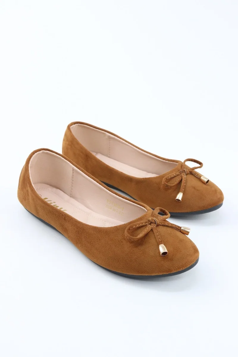 Viny VINY Women's Ballet Flats – Comfortable Cushioned Slip-On Ballerina Shoes, Lightweight Casual Flat Shoes, Soft Everyday Walking & Office Footwear with Bow Detail