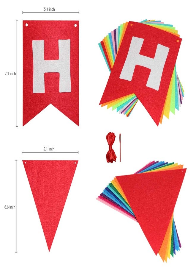 REMASS Rainbow Happy Birthday Banner - Colorful Felt Bunting Party Sign for Decorations and Supplies for Kids, Adults, Boys and Girls - Image 4